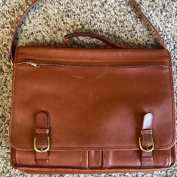 Genuine Leather Messenger Briefcase Crossbody Laptop Shoulder Strap Bag Vintage - Picture 15 of 16
